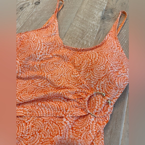 MICHAEL MICHAEL KORS Nectarine One Piece Slimming Crossover swimsuit size 10 EUC - Picture 2 of 6